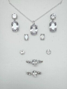 White Gold Tone Jewelry Set